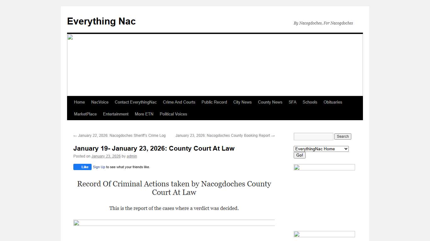 January 19- January 23, 2026: County Court At Law Everything Nac